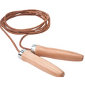 Leather Jump Rope with Wood Ball Bearing Handles (102")